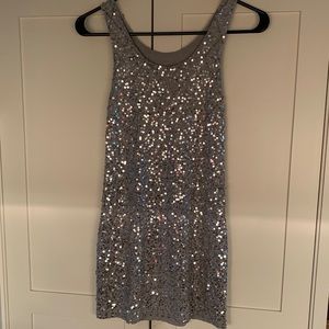 Shimmery silver mini dress